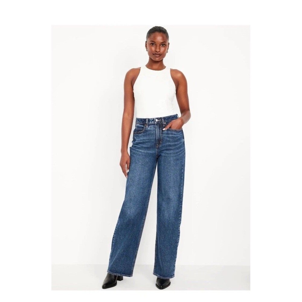 Old Navy Women's Curvy Extra High-Waisted Wide-Leg Jeans Size 6